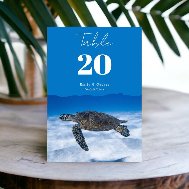 Numéro De Table Mariage côtier de la tortue aquatique sous-marine (Créateur téléchargé)