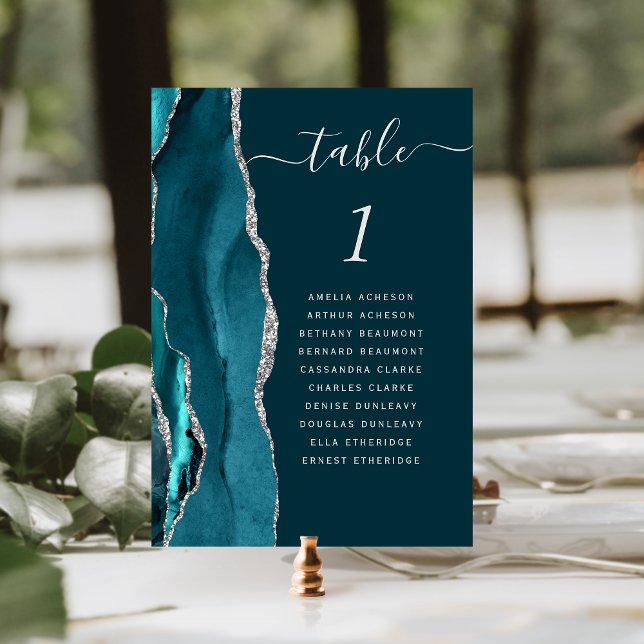 Numéro De Table Mariage d'âge en argent Turquoise foncé Numéro de  (Créateur téléchargé)