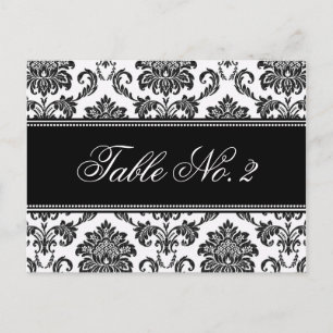 Numéro de table Mariage damassé noir et blanc