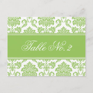 Numéro de table Mariage damassé verte