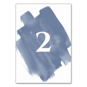 Numéro De Table Mariage d'aquarelle bleu foncé