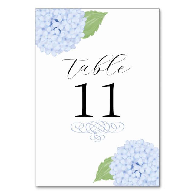 Numéro De Table Mariage d'aquarelle Blue Hydrangea (Par défaut)
