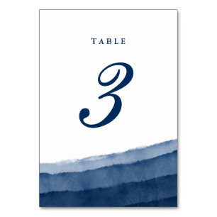Numéro De Table Mariage d'aquarelle de bleu d'indigo