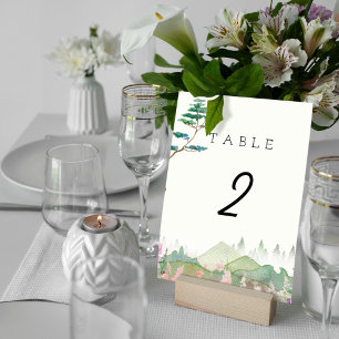 Numéro De Table Mariage d'aquarelle fleur sauvage Mountain