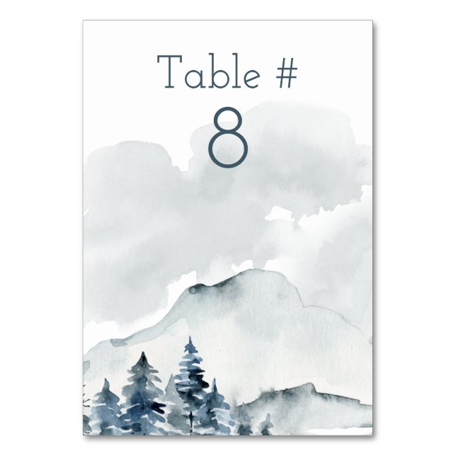 Numéro De Table Mariage d'aquarelle Foggy Mountain (Par défaut)