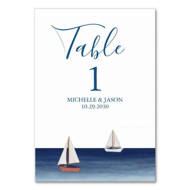 Numéro De Table Mariage d'aquarelle nautique tendance (Par défaut)