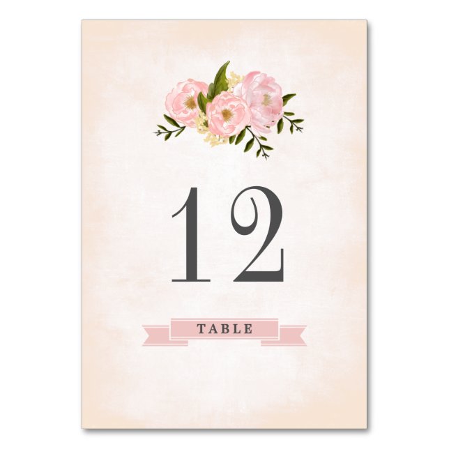 Numéro De Table Mariage d'aquarelle rose pâle (Par défaut)