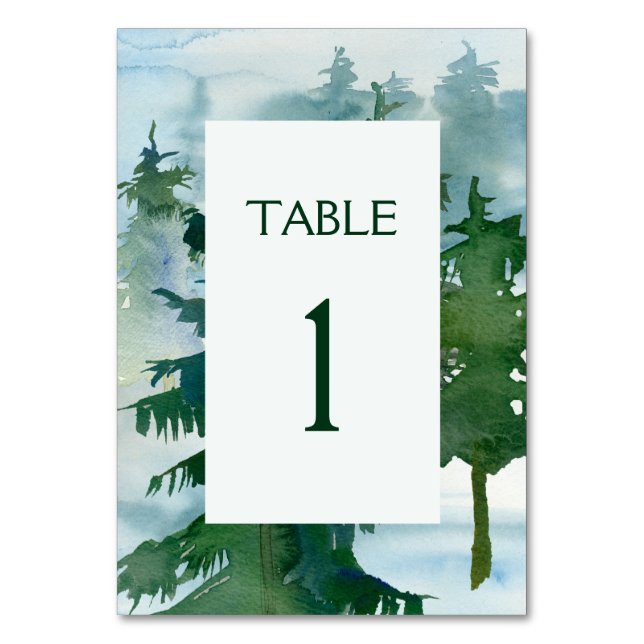 Numéro De Table Mariage d'aquarelle Rustic Mountain Forest (Par défaut)