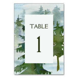 Numéro De Table Mariage d'aquarelle Rustic Mountain Forest