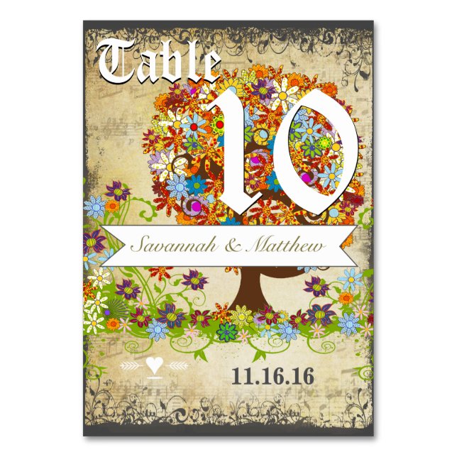 Numéro De Table Mariage d'arbre à fleurs lunaires (Par défaut)