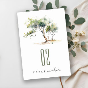 Numéro De Table Mariage d'arbre botanique simple minimal