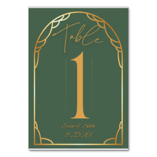 Numéro De Table Mariage d'arc moderne minimal | Olive & Gold