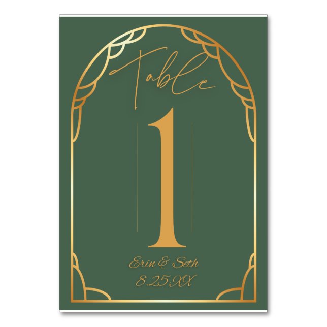 Numéro De Table Mariage d'arc moderne minimal | Olive & Gold (Par défaut)