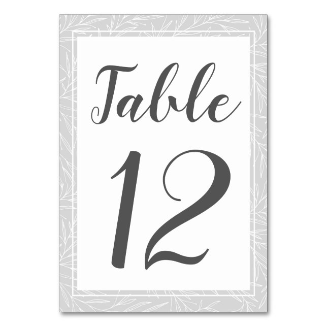 Numéro De Table Mariage d'argent de la feuille botanique moderne N (Par défaut)