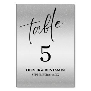 Numéro De Table Mariage d'argent métallique