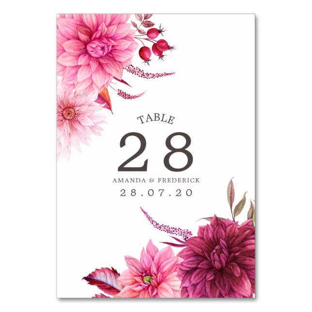 Numéro De Table Mariage de automne bourguignonne et rousse Numéro  (Par défaut)