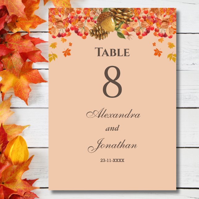 Numéro De Table Mariage de automne d'automne rustique (Créateur téléchargé)