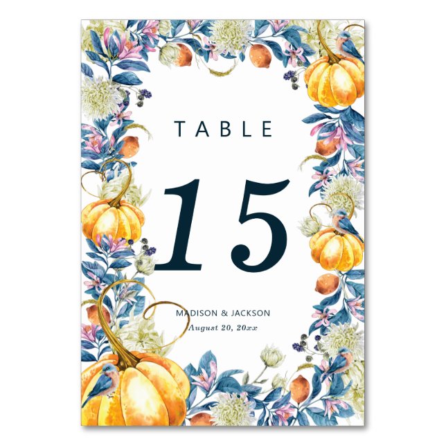 Numéro De Table Mariage de automne Floral Citrouille (Par défaut)