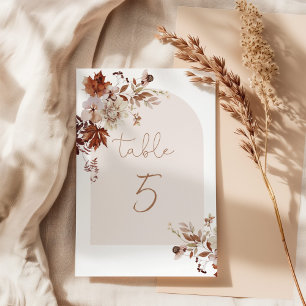Numéro de table mariage de automne rustique