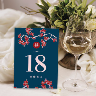 Numéro De Table Mariage de bonheur double de fleurs de prunes/de p