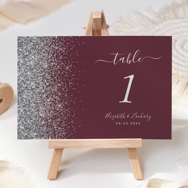 Numéro De Table Mariage de bord de Parties scintillant d'argent de (Créateur téléchargé)