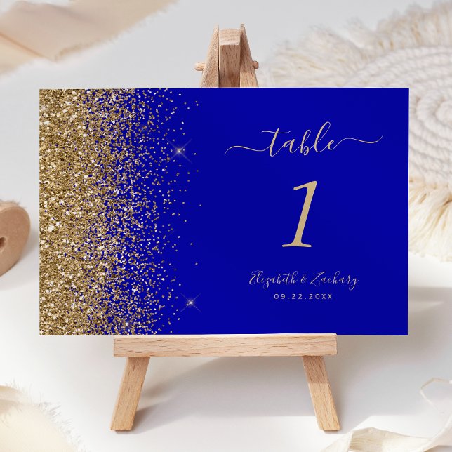 Numéro De Table Mariage de bord Royal Blue Gold Parties scintillan (Créateur téléchargé)