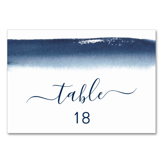 Numéro De Table Mariage de brosse couleur bleu marine (Devant)
