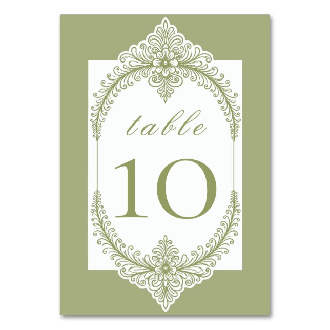 Numéro De Table Mariage de cadre à la française vert olive (Par défaut)