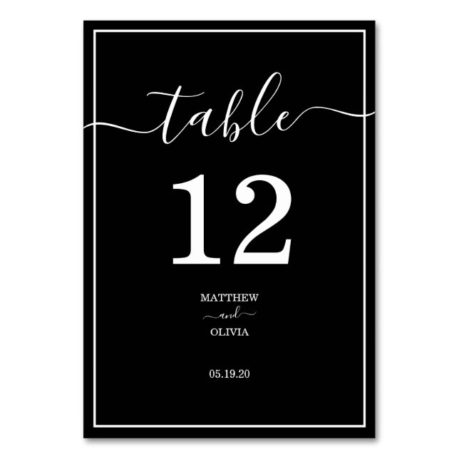 Numéro De Table Mariage de calligraphie moderne et élégant (Par défaut)