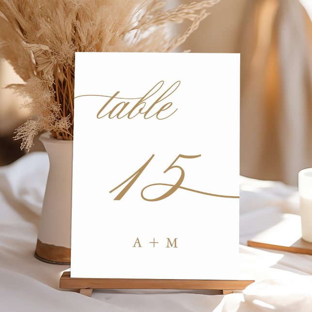 Numéro De Table Mariage de calligraphie romantique or numéro 15, (Créateur téléchargé)