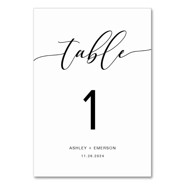 Numéro De Table Mariage de calligraphie rustique moderne Tableau n (Par défaut)