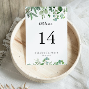 Numéro De Table Mariage de calligraphie végétale de l'Eucalyptus v