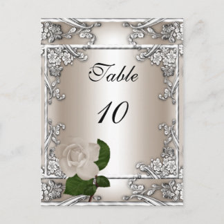 Numéro de table Mariage de carte Rose de crème arg