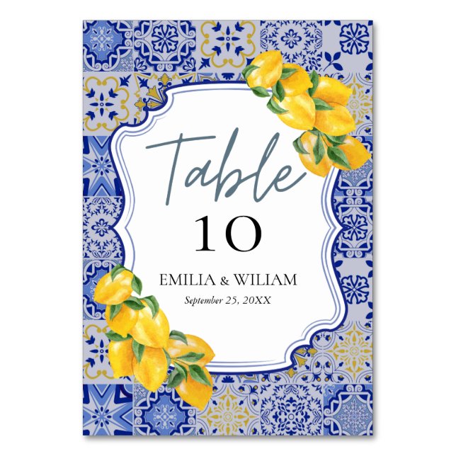 Numéro De Table Mariage de citron méditerranéen (Par défaut)