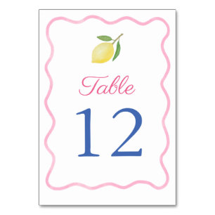 Numéro De Table Mariage de citron vert rose moderne