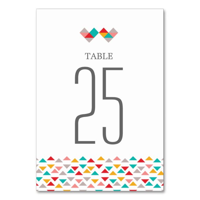 Numéro De Table Mariage de Coeurs triangles géométriques colorés (Par défaut)