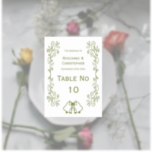 Numéro De Table Mariage de conception Sage Bells Sollwork