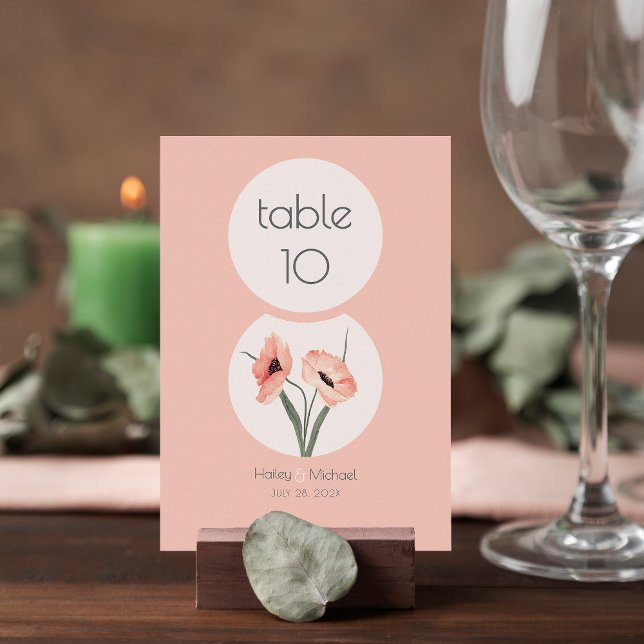 Numéro De Table Mariage de corail botanique moderne (Créateur téléchargé)