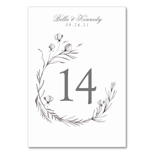 Numéro De Table Mariage de couronne blanc chic gris (Par défaut)