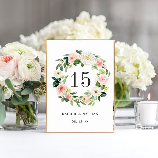Numéro De Table Mariage de couronnes florales blanches (Créateur téléchargé)