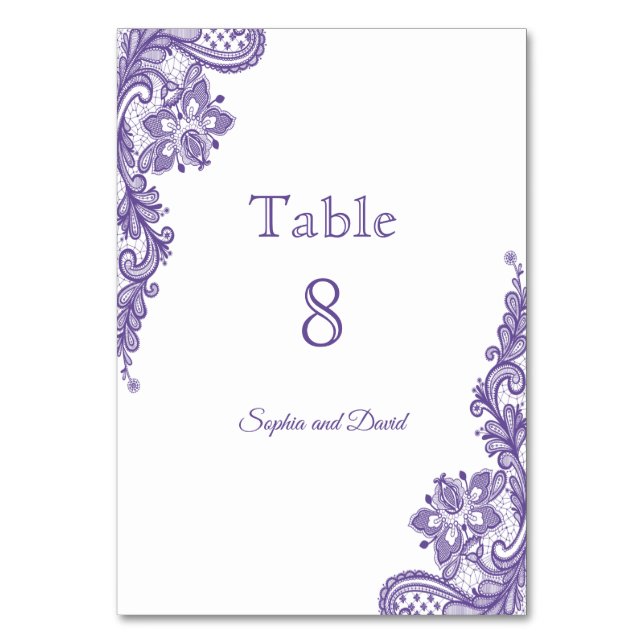 Numéro De Table Mariage de dentelle ultra violet moderne Numéro de (Par défaut)