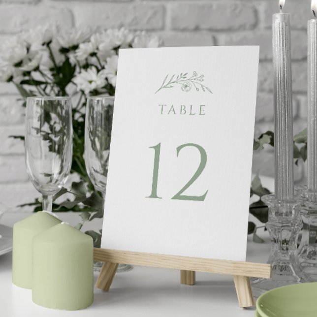 Numéro De Table Mariage de fleurs vertes Sage (Créateur téléchargé)