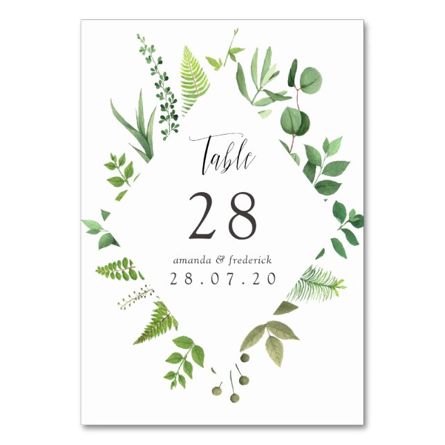 Numéro De Table Mariage de forêt boisée à l'aquarelle (Par défaut)