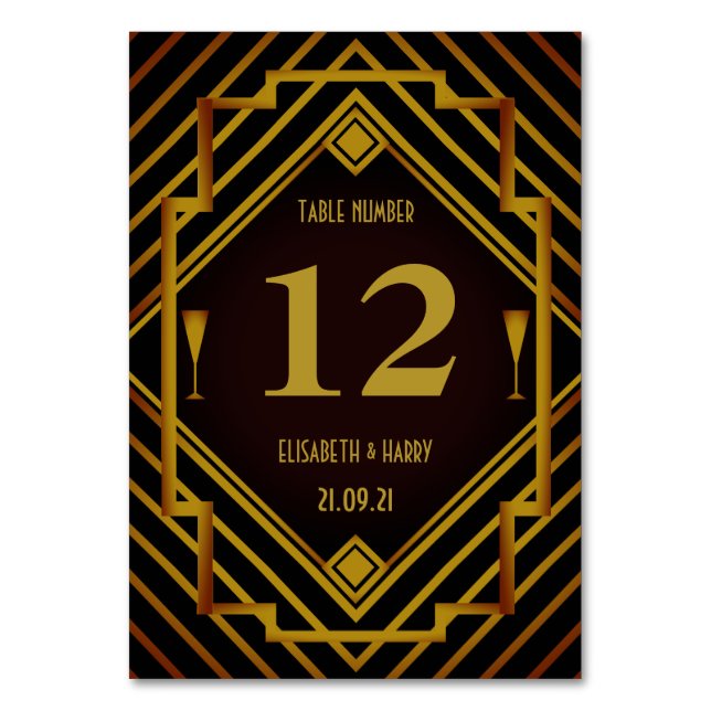 Numéro De Table Mariage de Gatsby Gold 2020 (Par défaut)