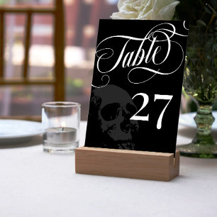 Numéro De Table Mariage de goth élégant crâne