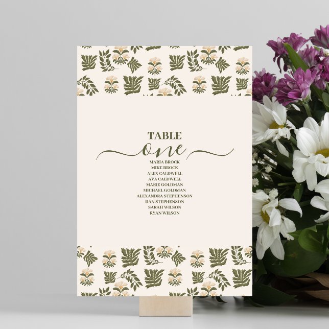 Numéro De Table Mariage de jardin botanique Fleur sauvage simple (Créateur téléchargé)
