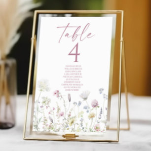 Numéro De Table Mariage de jardin floral aux fleurs sauvages