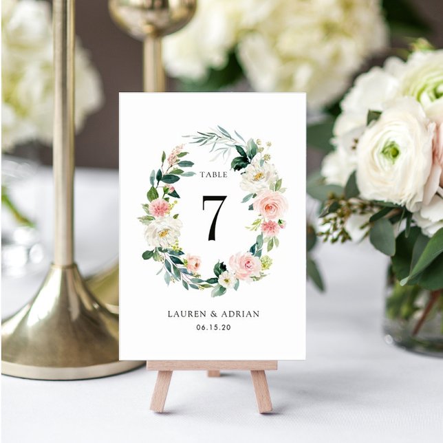 Numéro De Table Mariage de la couronne florale de printemps Numéro (Créateur téléchargé)