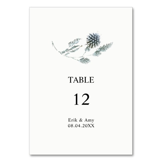 Numéro De Table Mariage de la Fleur de Chardon Bleu Botanique Numé (Par défaut)