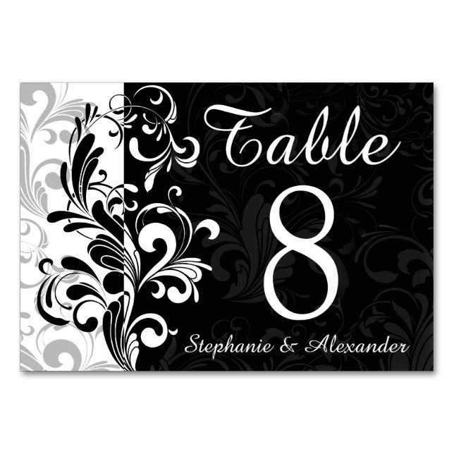 Numéro De Table Mariage de la fontaine noire blanche (Devant)